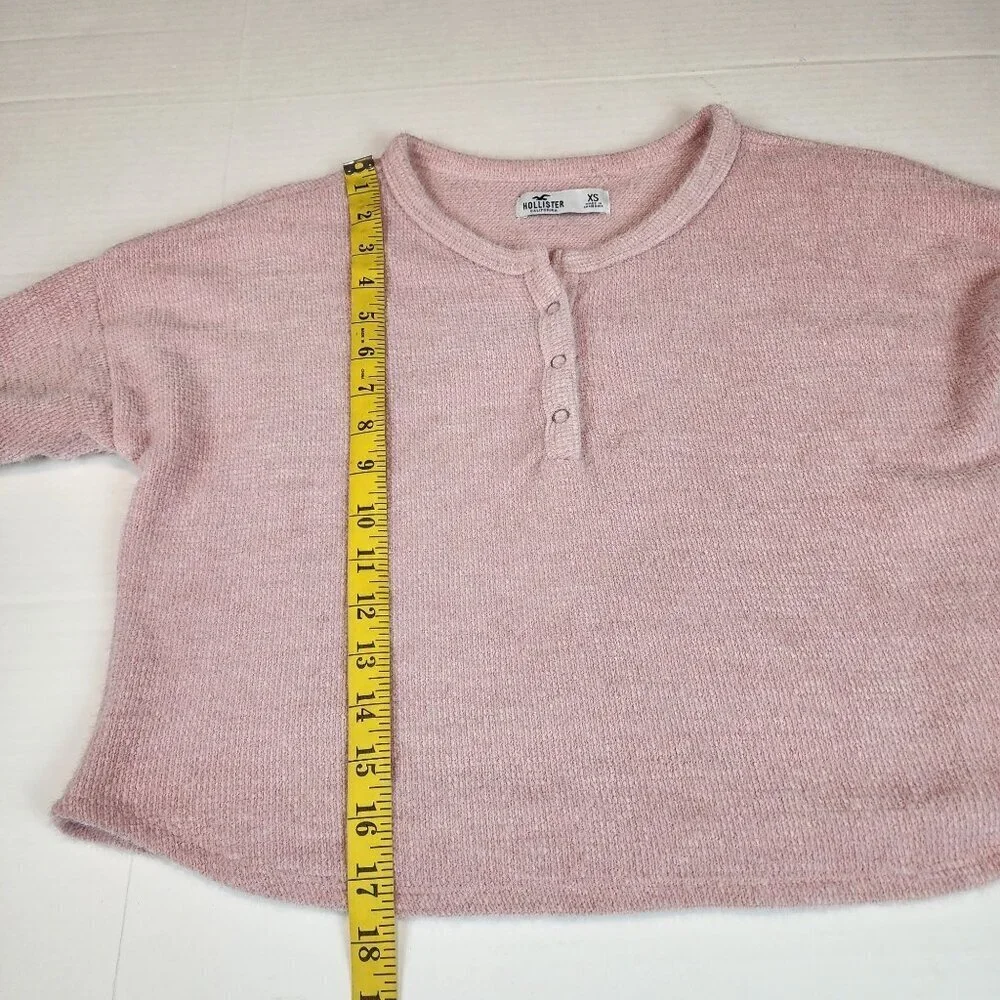 Hollister sz XS women cropped top sweater pink soft long sleeve teens